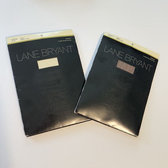 Lane Bryant Nylons Hosiery Pantyhose Size C Up to 200 lbs‎ Off White Brown USA - Picture 1 of 6